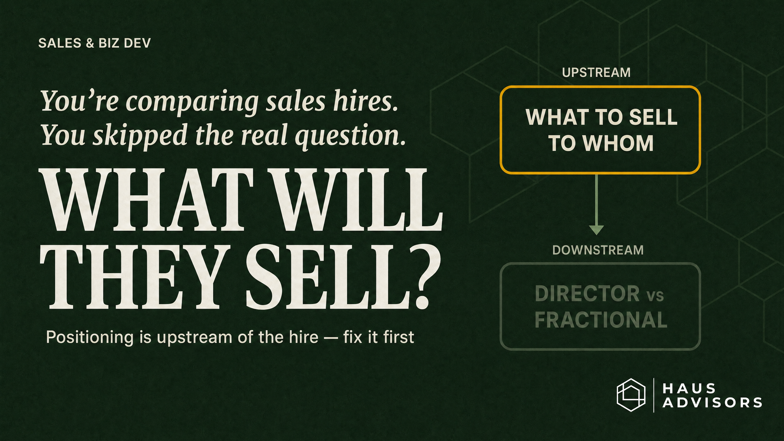 You're Comparing Sales Hires. The Decision That Actually Matters Is Upstream.