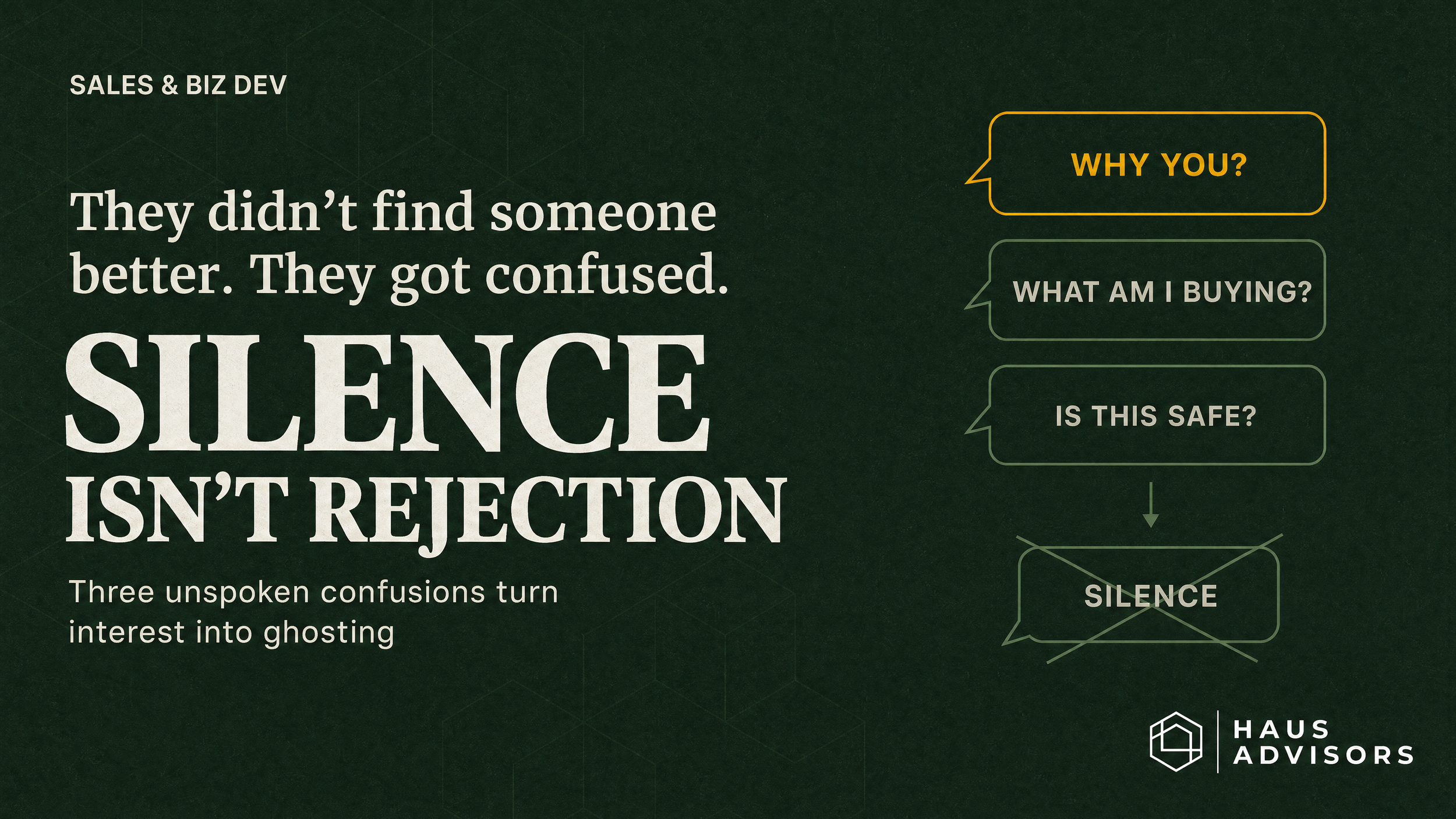 Your Prospects Aren't Ghosting You Because They Found Someone Better. They're Ghosting Because They're Confused.