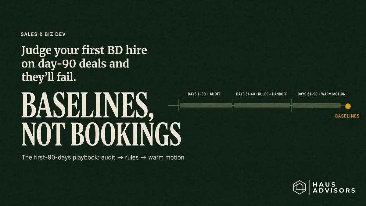 The First 90 Days of Your Agency's First Business Development Hire (A Founder's Playbook)