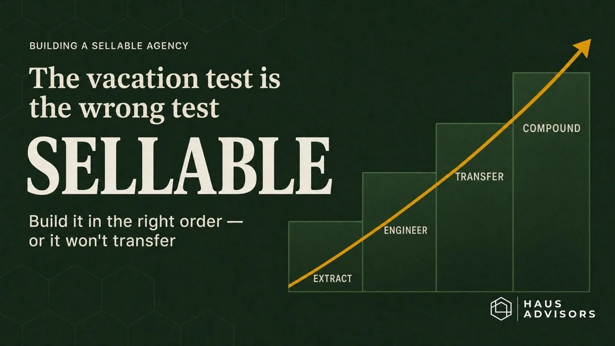 The Vacation Test Is the Wrong Test: How to Build an Agency That Grows Without You