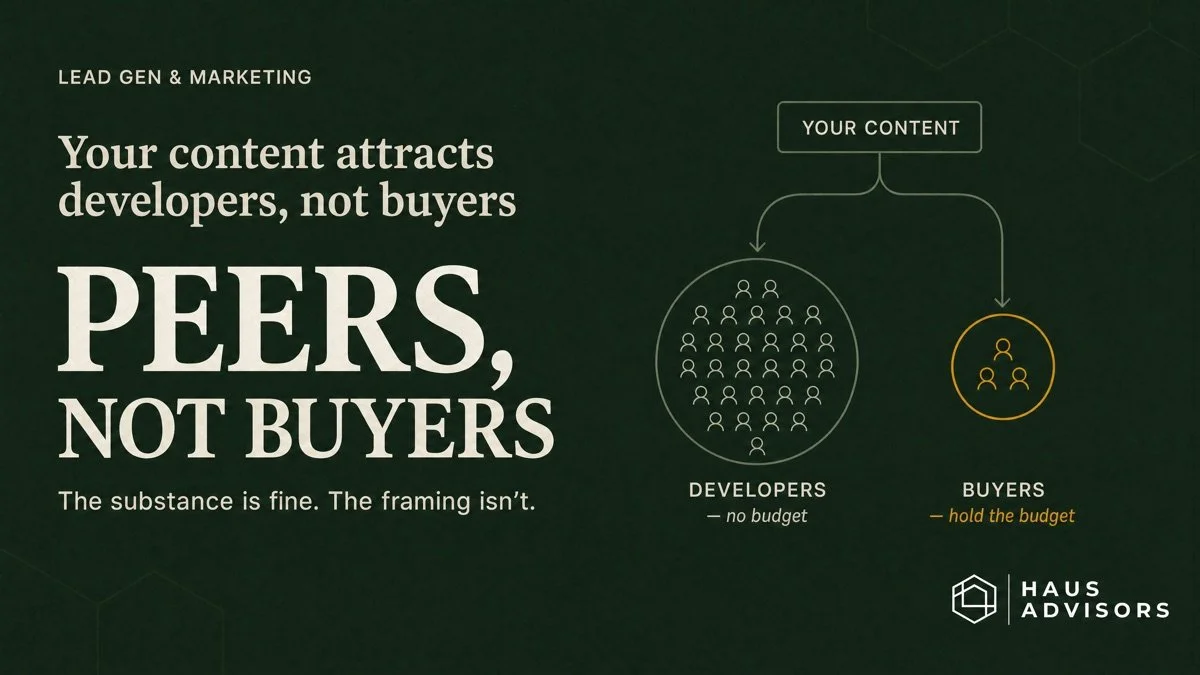 Your Content Is Attracting Developers, Not Buyers. The Technical Substance Isn't the Problem. The Framing Is.