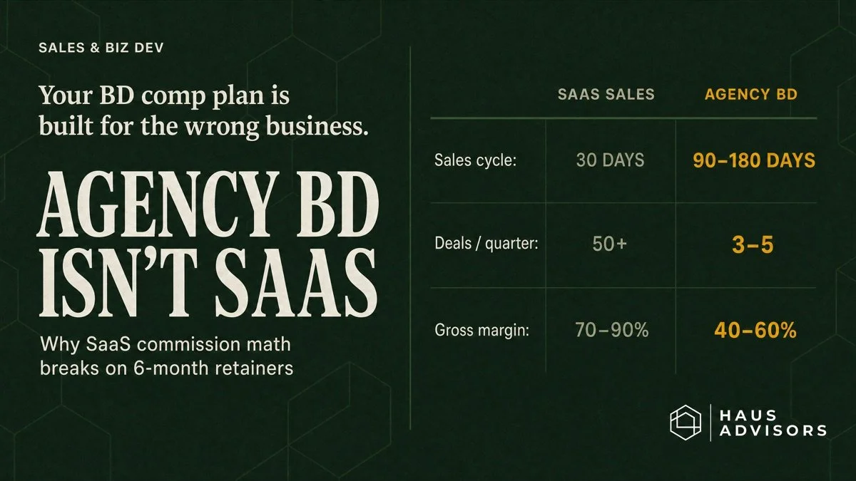 Before You Write the Offer Letter: How to Design an Agency BD Comp Plan (Without Borrowing the SaaS Playbook)