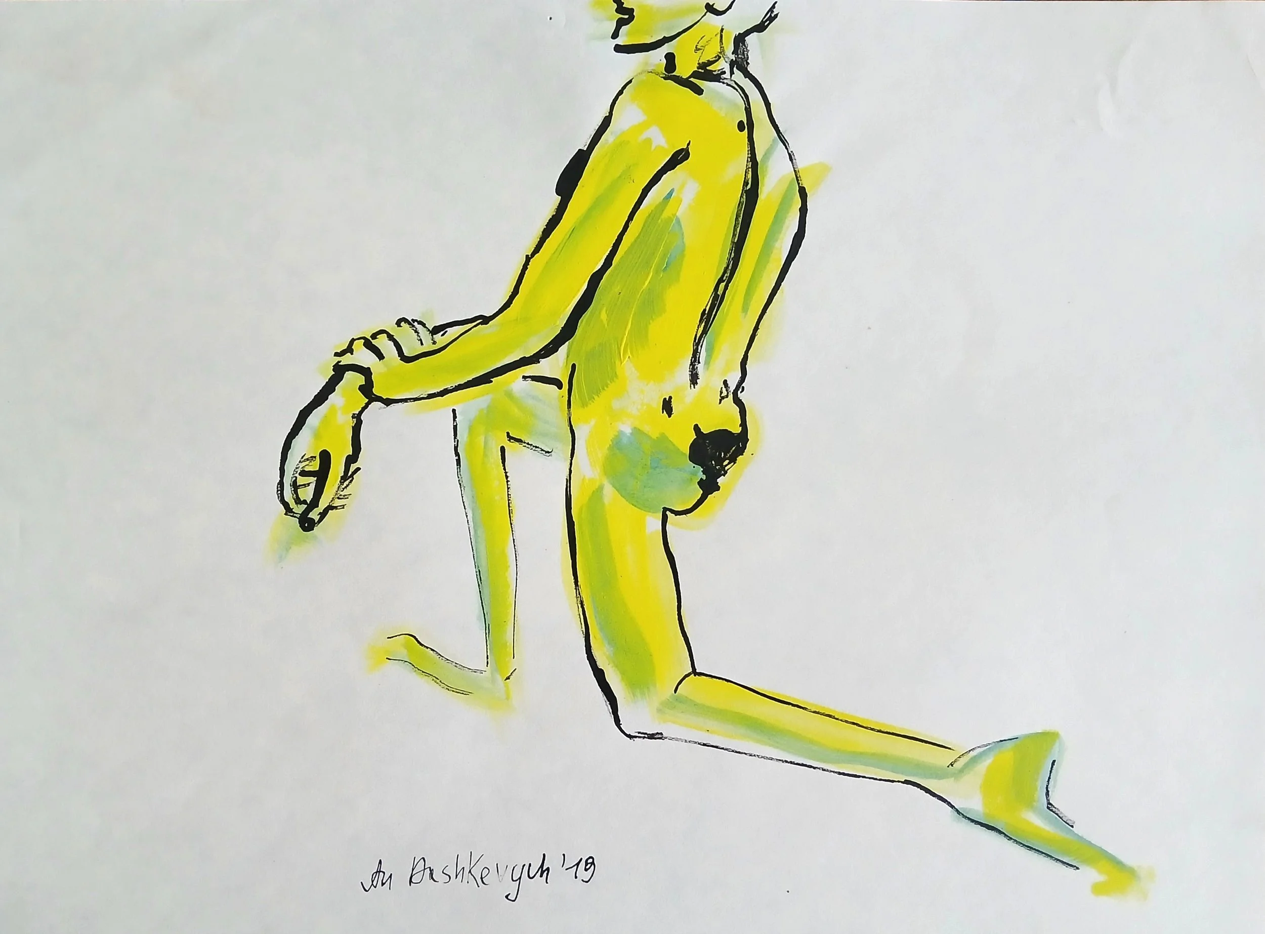 37,5/27,5 cm. Ink and acrylic on paper.