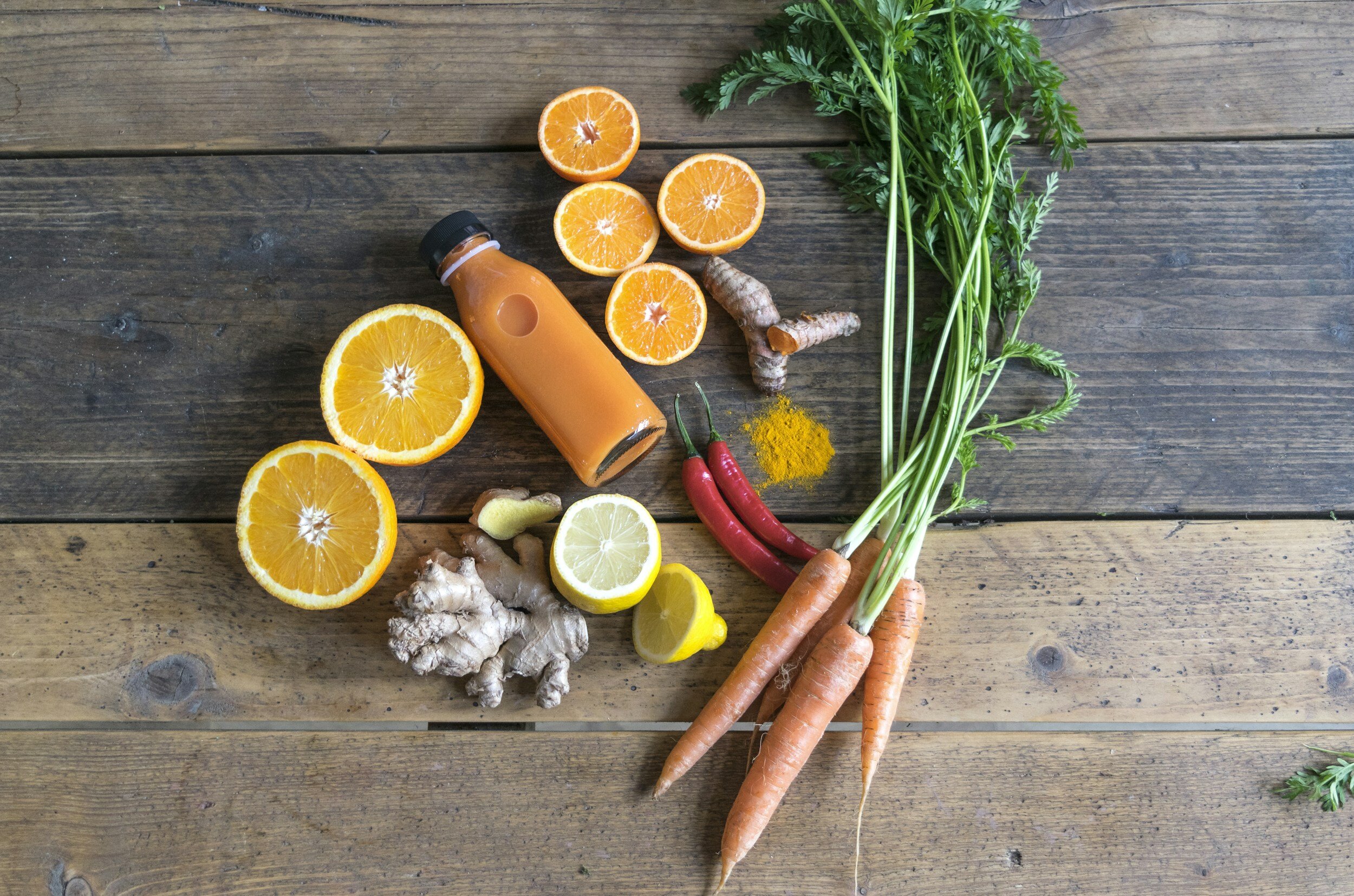 Ingwer-Kurkuma-Zitronen-Orangensaft