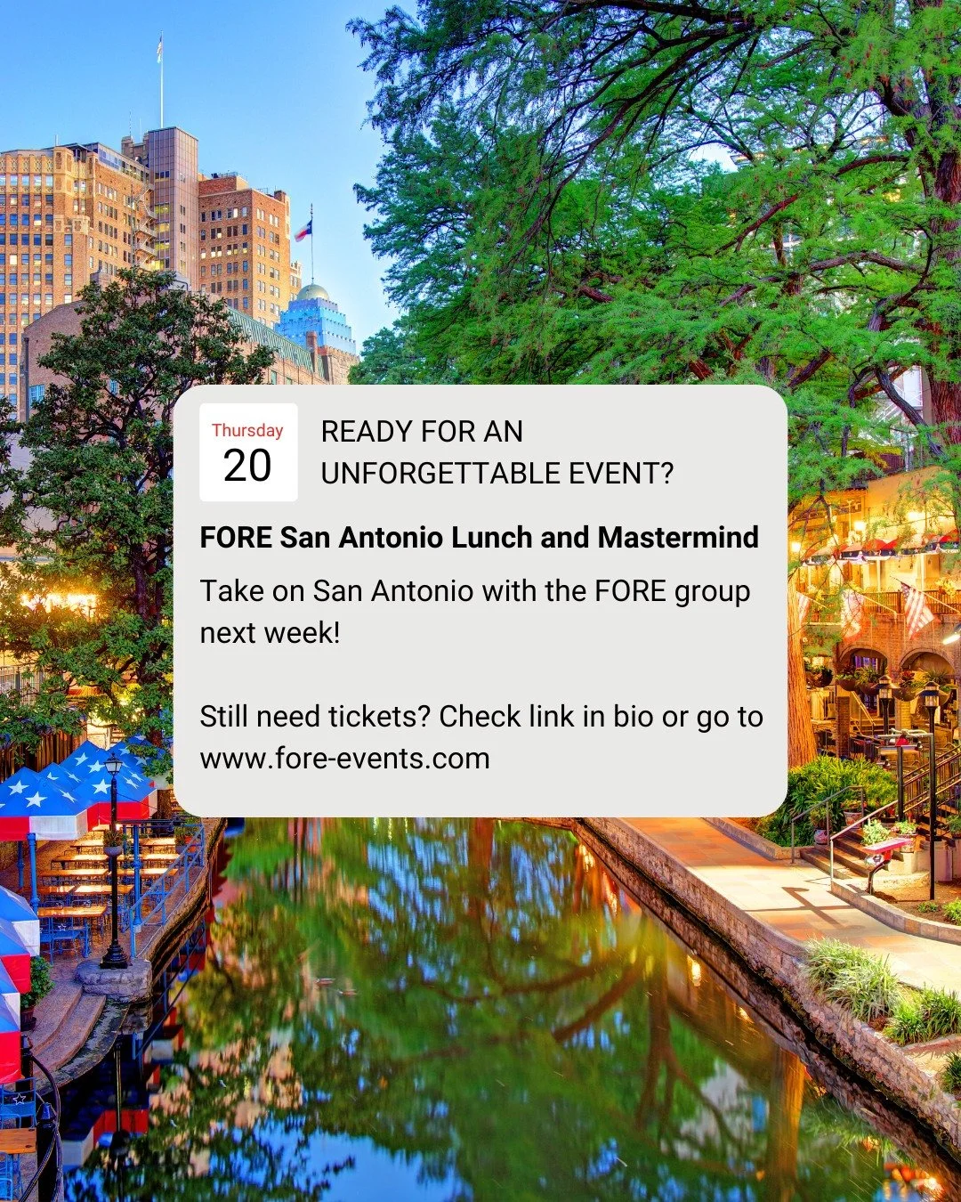 Tomorrow. San Antonio.

If you're a brokerage owner, GM, or on an executive leadership team and you haven't locked in your seat for FORE San Antonio yet &mdash; this is your last call. We're here August 20, 2026, and remaining seats won't last throug