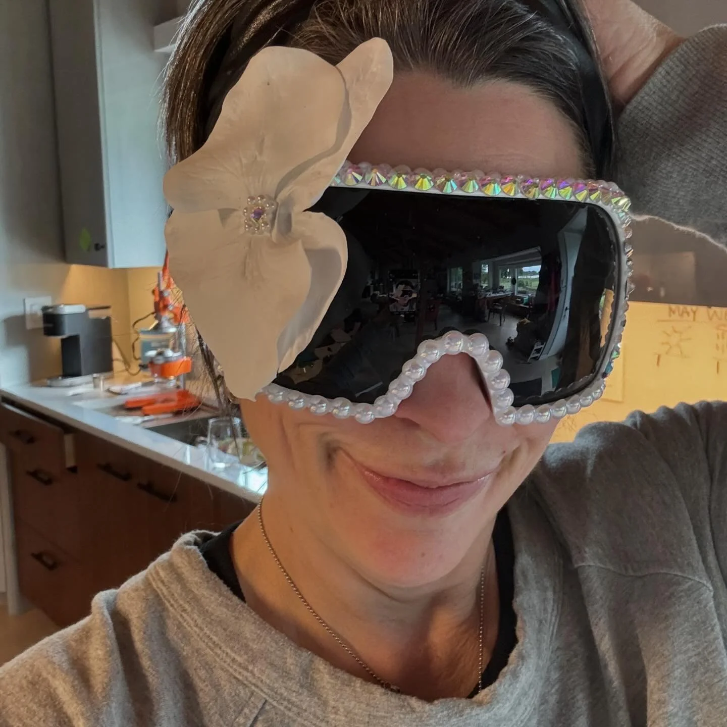 Ok these are RIDICULOUS 

AND I love them! 

For the outdoor bride who is hella serious about protecting her eyeballs AND loves flowers AND bling. 

Polarized.  BADASS. Available.  DM for more.