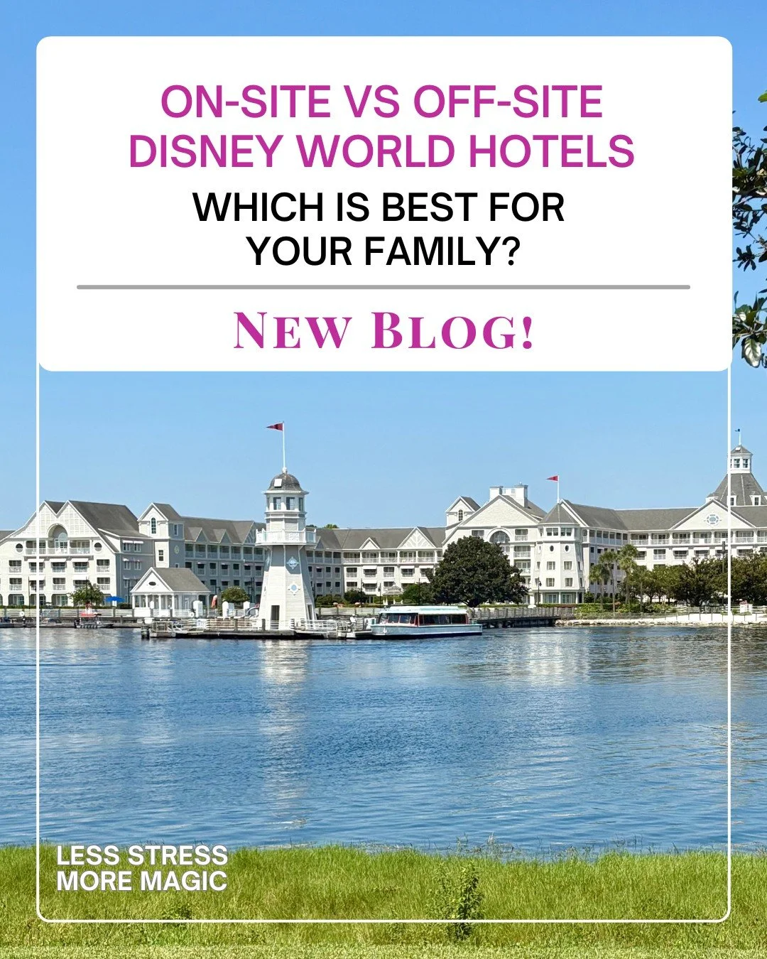 🏰 On-Site or Off-Site: Where Should Your Family Stay at Disney World? 

Confession: deciding where to stay at Disney World can feel way more stressful than choosing which ride to hit first. 😅

Do you go on-site for the full Disney magic, extra perk