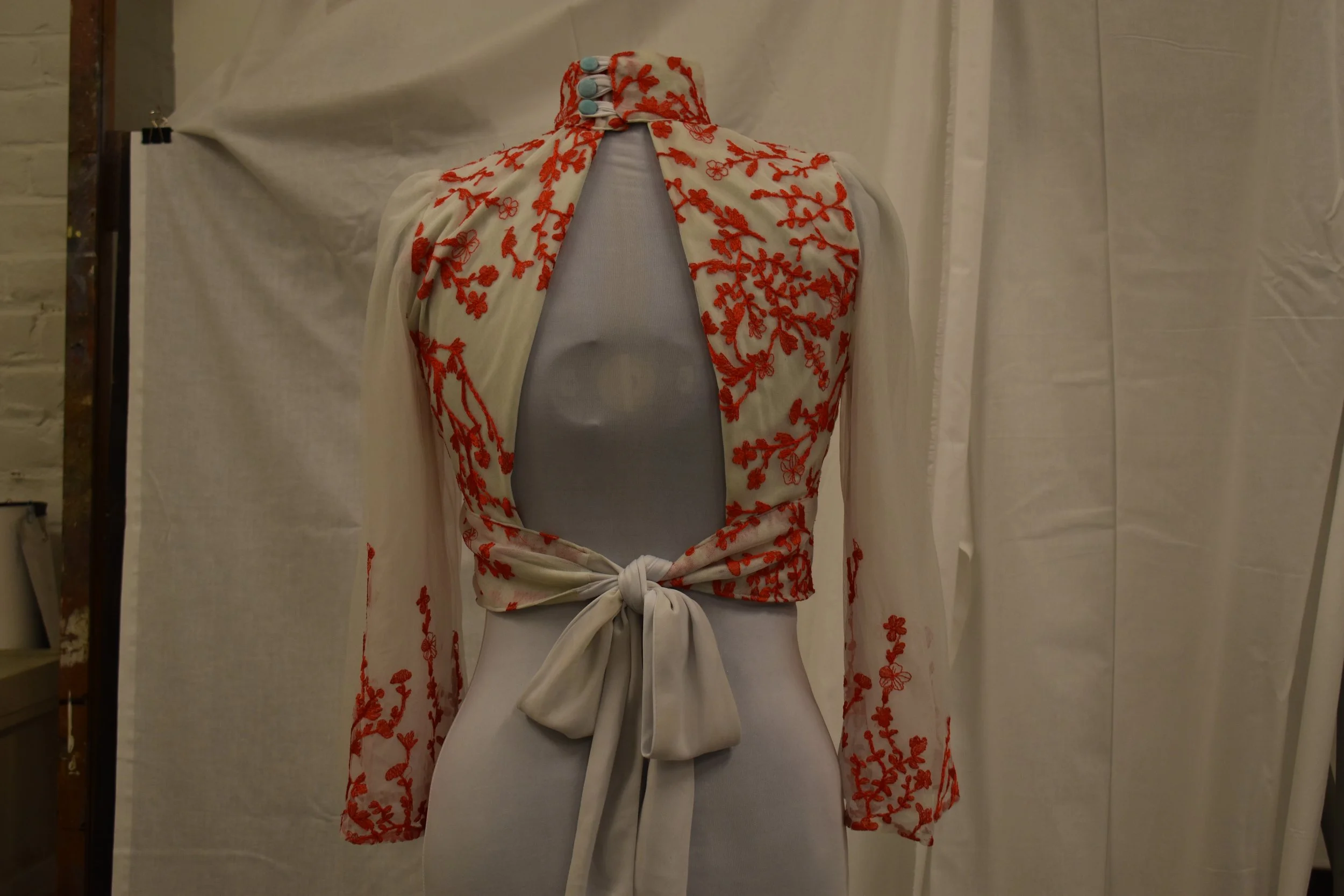 Embroidered chiffon blouse. 