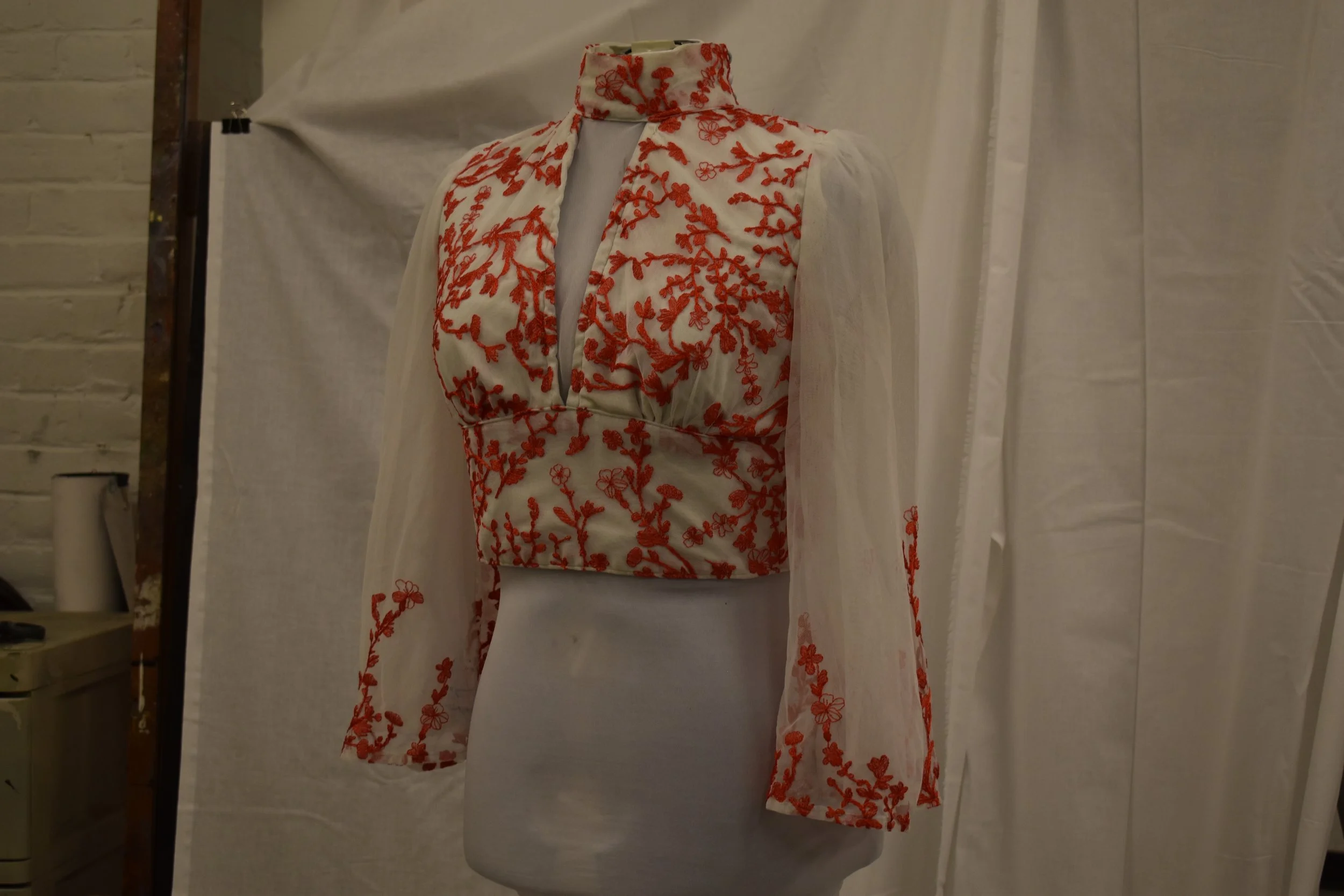 Embroidered chiffon blouse. 