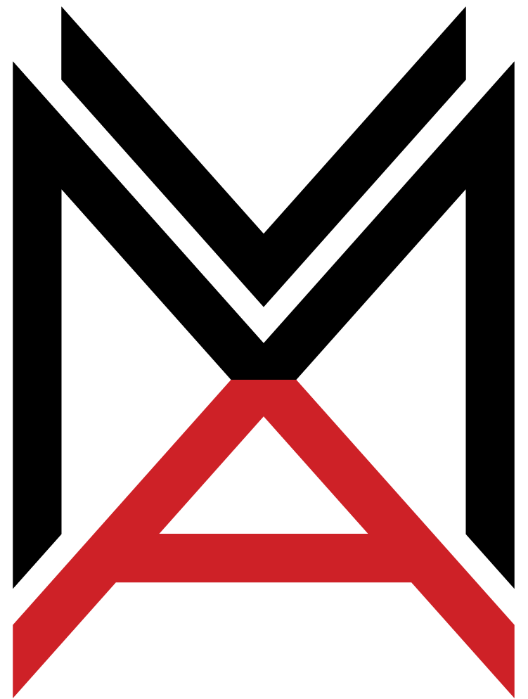 Logo Alvensleben Photography, verschränktes M und A in Schwarz und Rot