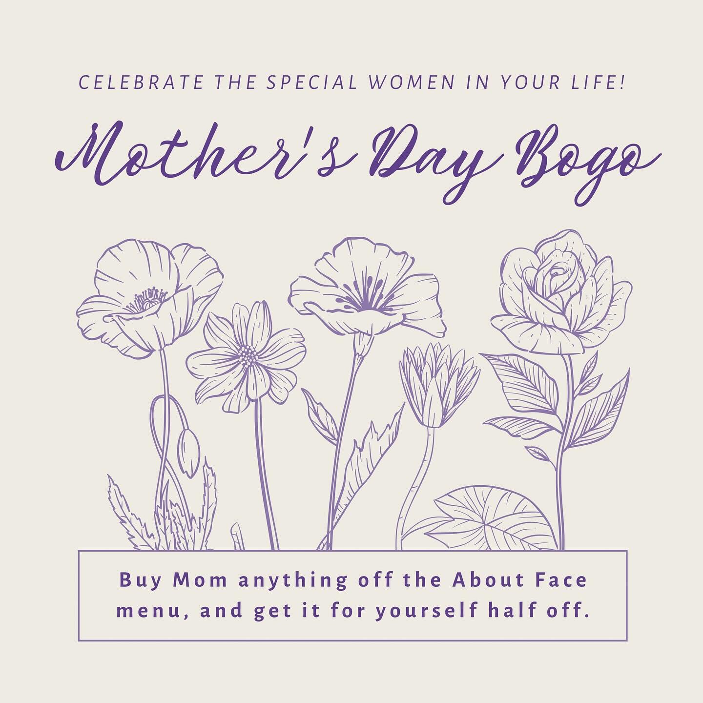 Mother&rsquo;s Day is 2 days away! 🌼 Running out of time to find the ideal Mother&rsquo;s Day gift? About Face has got you covered! Call 248-399-1330 or visit us in Downtown Royal Oak and treat the special women in your life 💛
.
.
.
#mothersdaygift