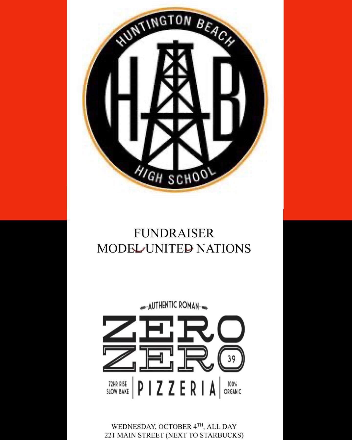 #support #hbhs #fundsraiser  huntington beach high school model united nation  Wednesday, October 4th, all day !!! Enjoy the #zerozero39pizzeria #gourmet #pizza