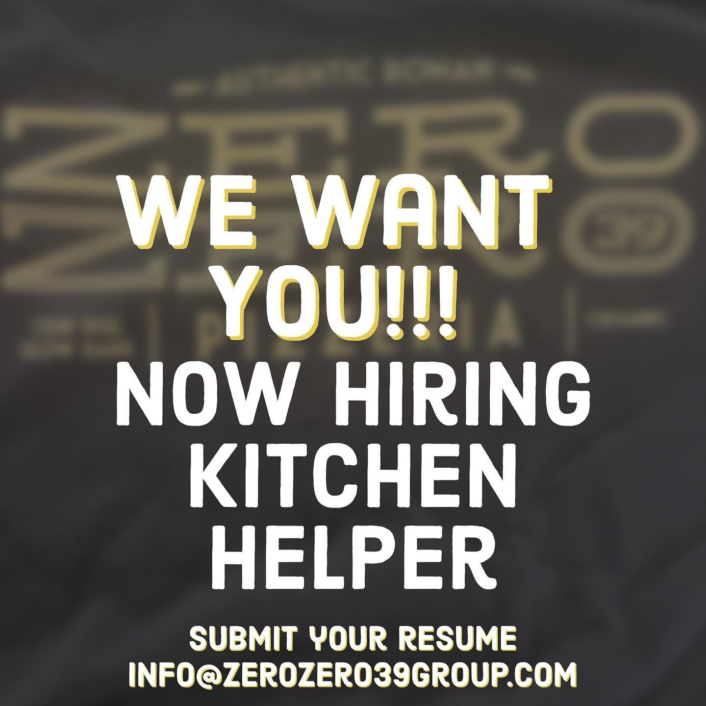 #nowhiring #kitchen #kitchenhelper start your #carear #zerozero39pizzeria #huntingtonbeach #pizzaman #pizzamaker !!! Great opportunity,growing fast great salary,interesting bonus!!!
Contact us : info@zerozero39group.com