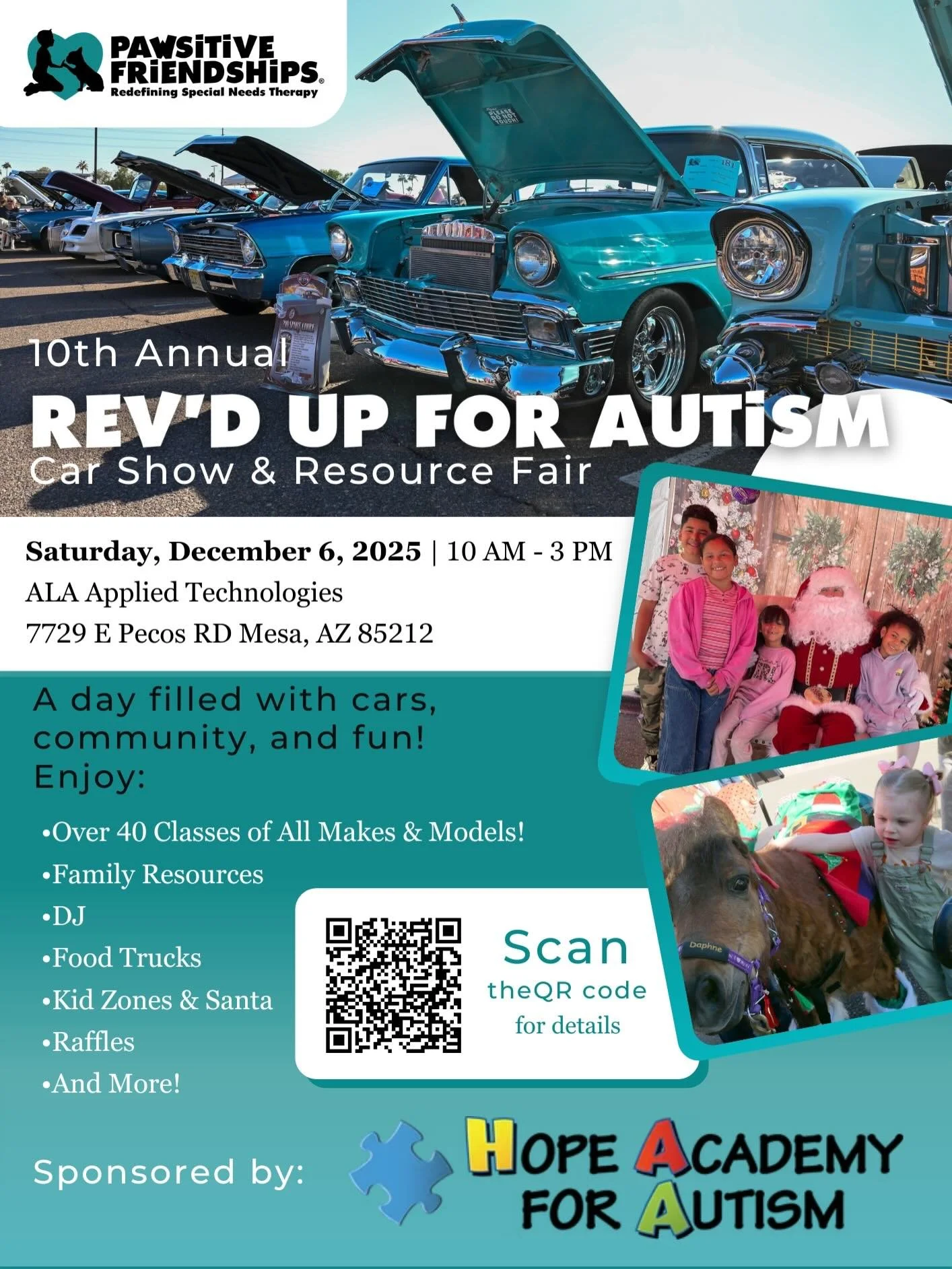 Rev it Up for Autism!

The 10th Annual Rev&rsquo;d Up for Autism car show is this Saturday (12/6), and we are expecting a fantastic turnout of cars, trucks, and motorcycles. Sponsored by Hope Academy for Autism, we currently have 200 registered parti