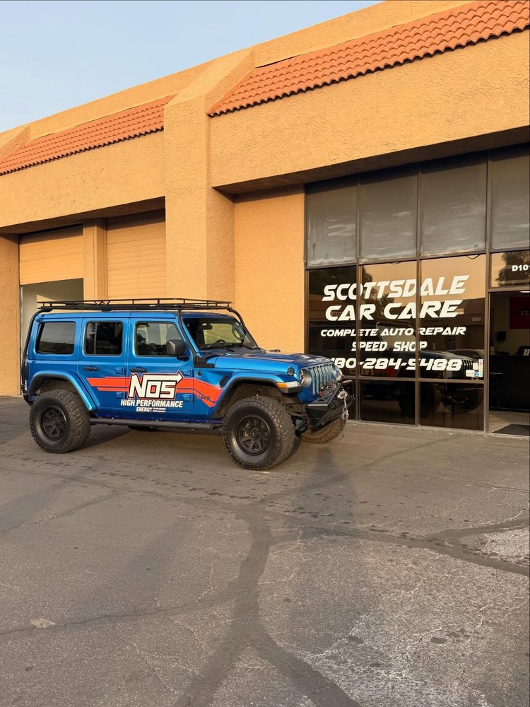 NOS Energy crew visiting Scottsdale Car Care and Speed Shop