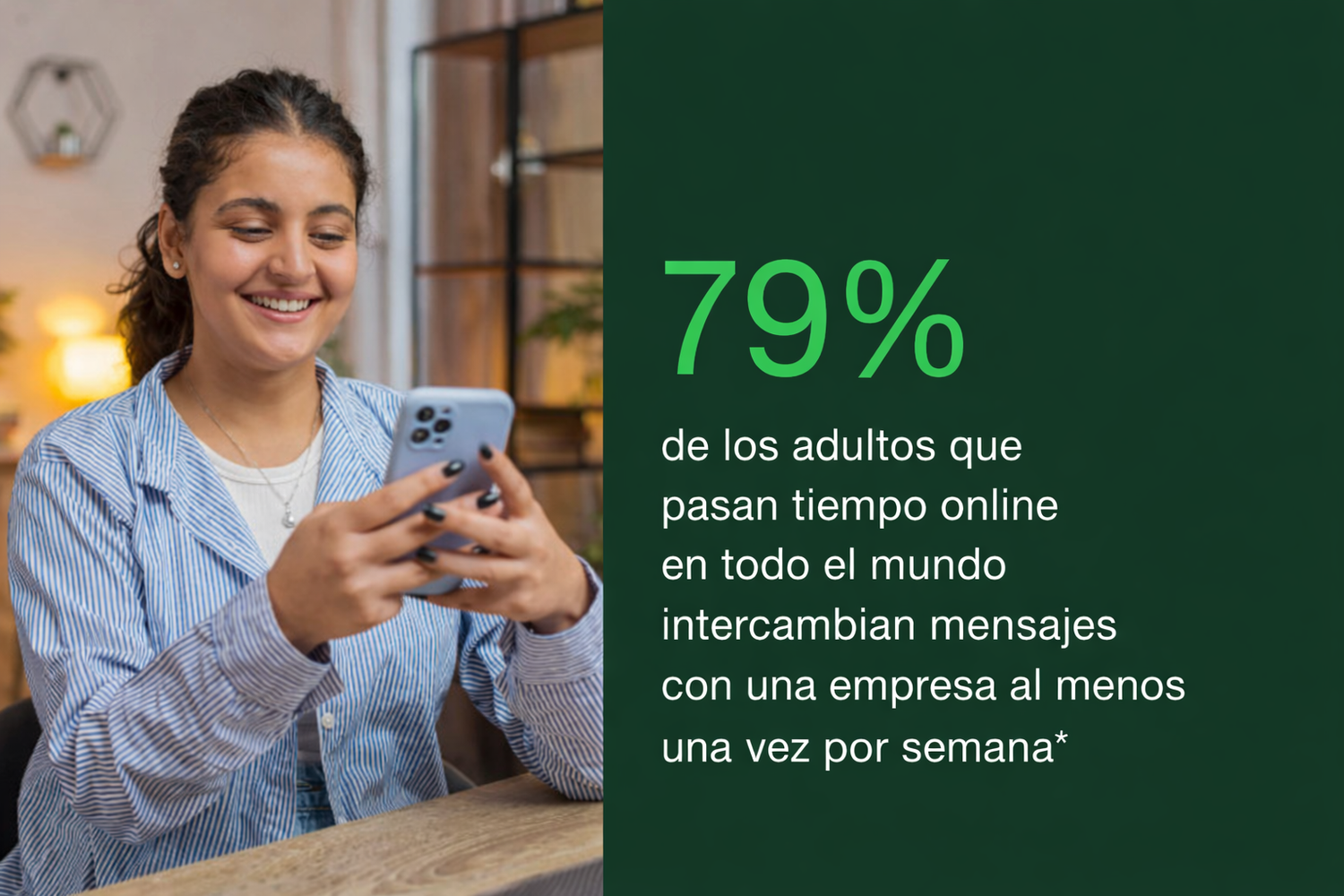 Persona interactuando con una empresa a trav&eacute;s de su tel&eacute;fono