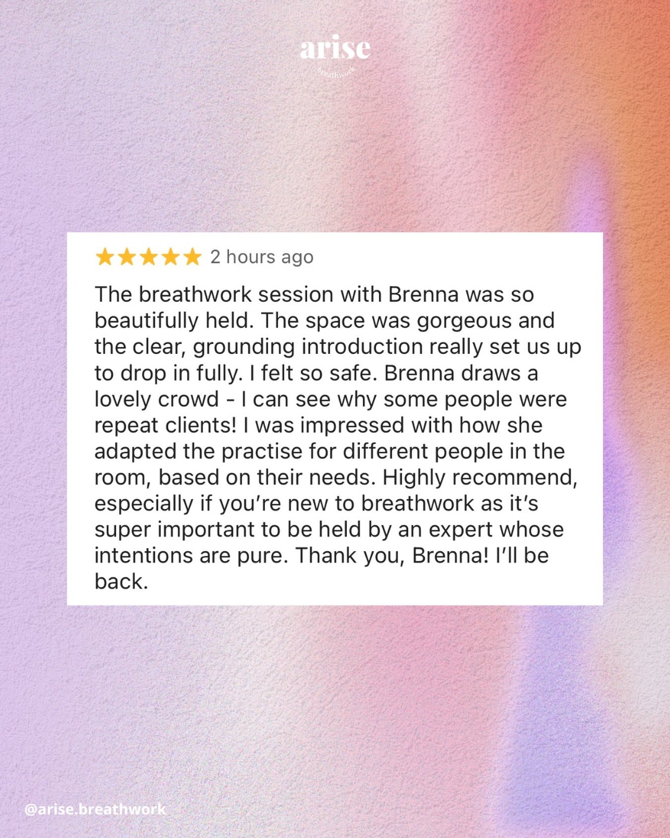 Lovely review from the loveliest lass 💕 

Thank you so much @faith_mcallister&hellip; it&rsquo;s been so gorgeous to have you at the last two breathwork journeys in @sevensistersanctuary 🤗 

Only one workshop left before this year is out! Join me o