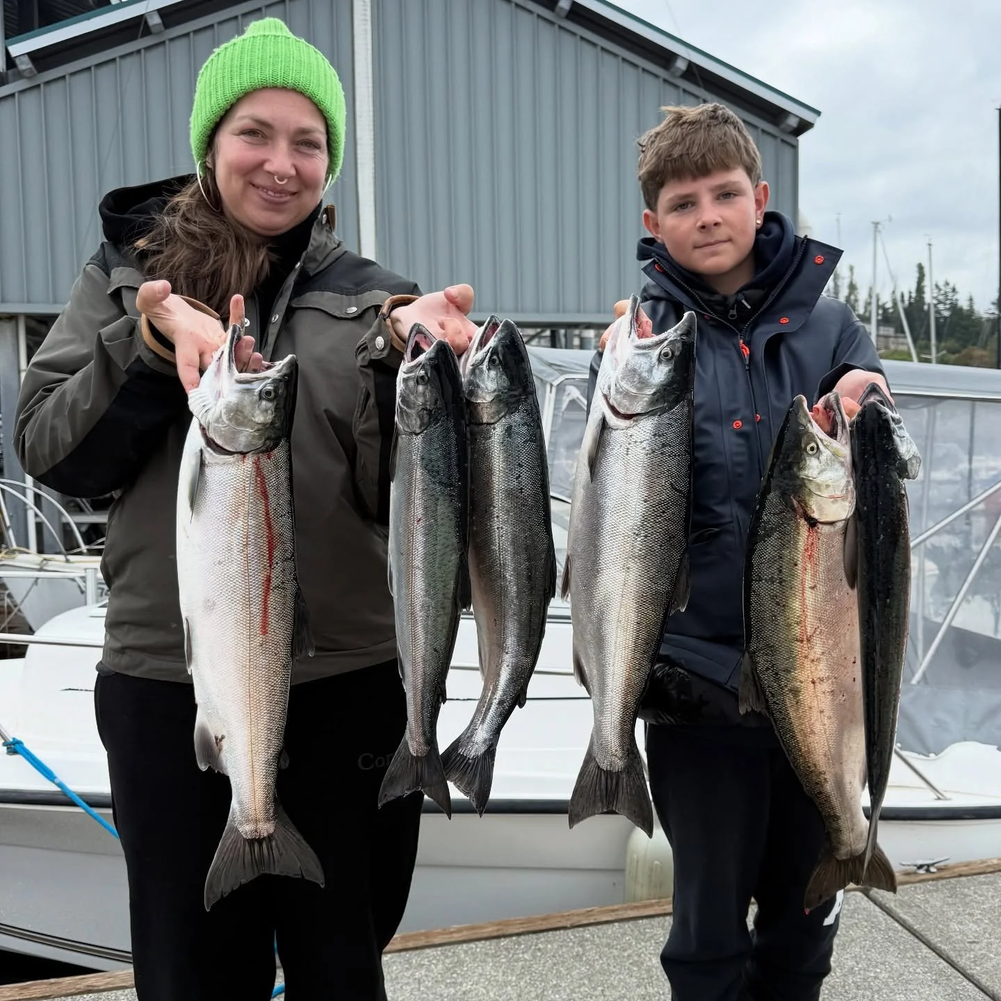 A birthday he&rsquo;ll never forget: first salmon, limits in 20 minutes, and a lifetime of memories made for mother and son. No better feeling than this! 💙🎣🥳 

#tengucharters #salmon #salmonfishing #coho 
#edmondsmarina #fishingseason #memoriesfor