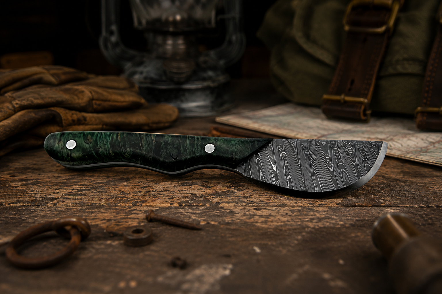 7" Damascus Skinning/General Purpose Knife with Resin Handle