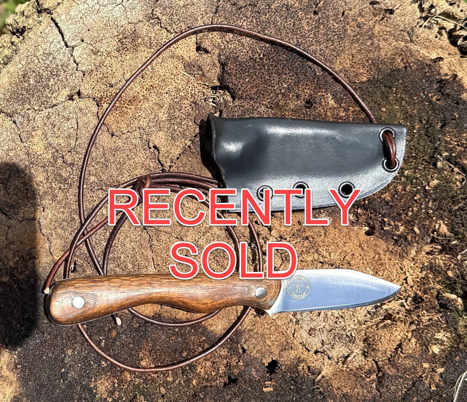 (SOLD) AEB-L Stainless Steel "Neck Knife" with Leopardwood Handle & Kydex Sheath