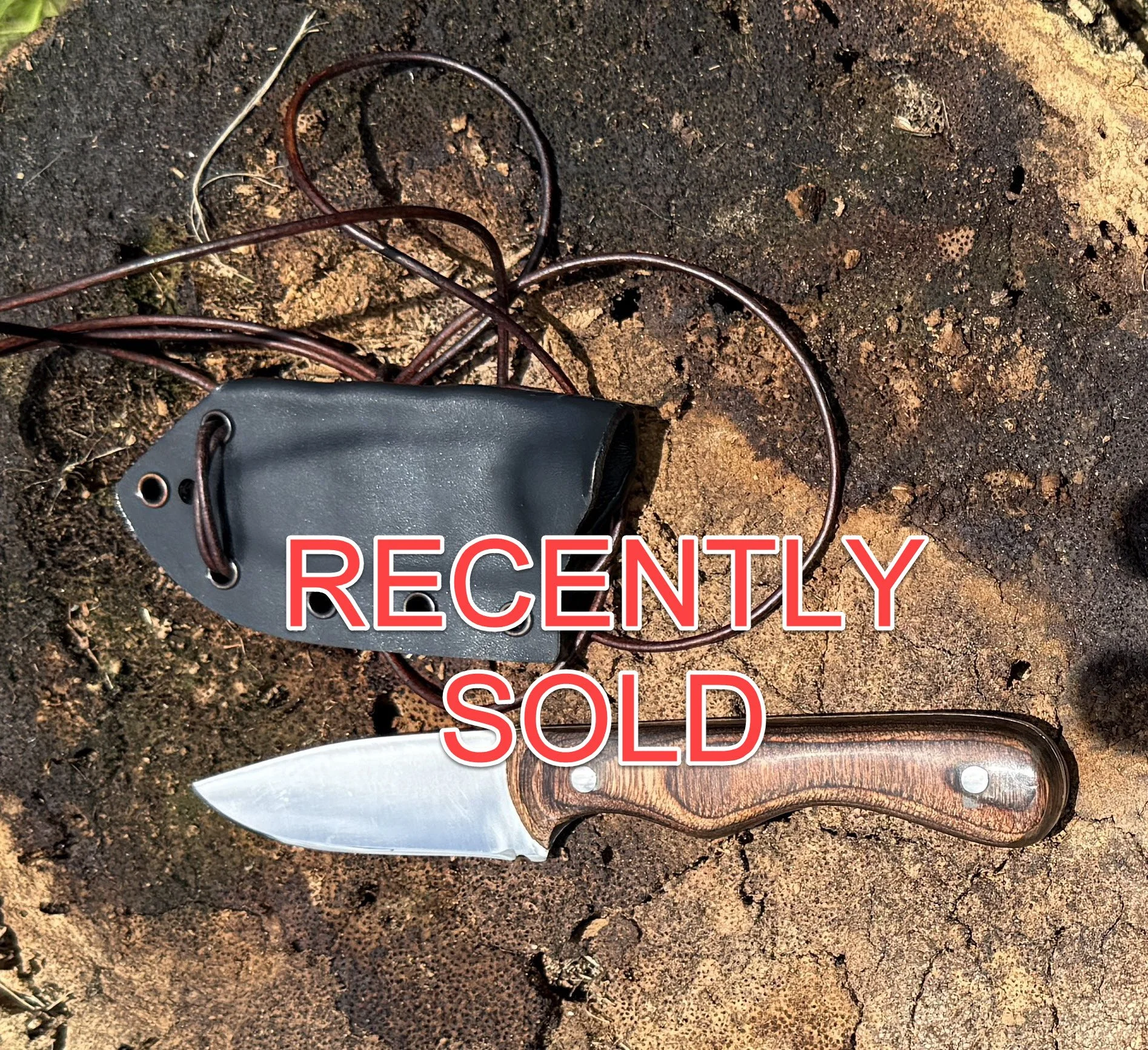 (SOLD) AEB-L Stainless Steel "Neck Knife" with Wood Veneer Handle & Kydex Sheath