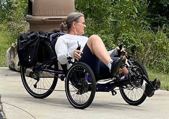 woman on recumbent trike