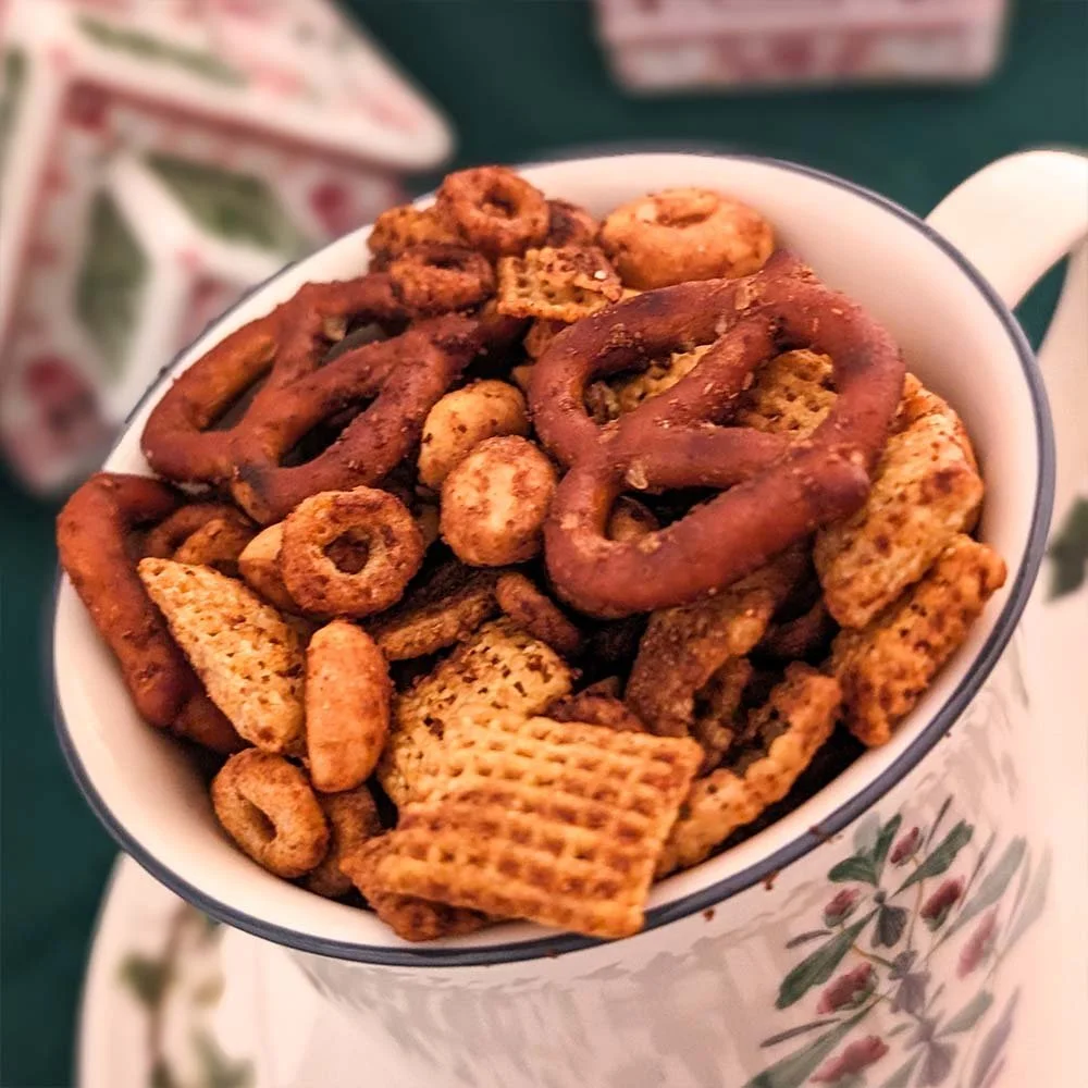 Powdered Sugar Chex Reindeer Chow Christmas Crack Recipe Chex