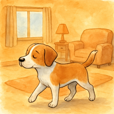 Dog roaming the boarding home