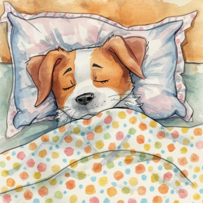 Dog sleeps in bed at a Portland Dog Boarding home