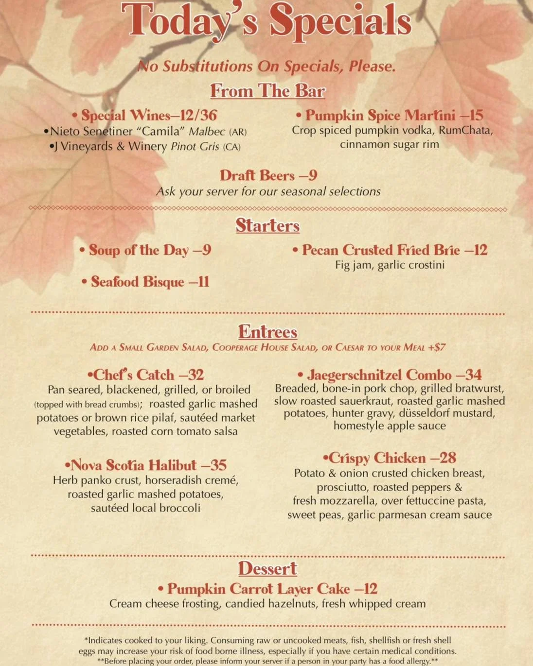 Turns out you weren&rsquo;t ready to say goodbye 👀 Last week&rsquo;s favorites are back for round two, the perfect way to welcome October! 🎃

#FallFlavors #weeklyspecials #chefsspecials #ComfortFoodCravings #PumpkinSeason #FoodieFavorites #hellooct
