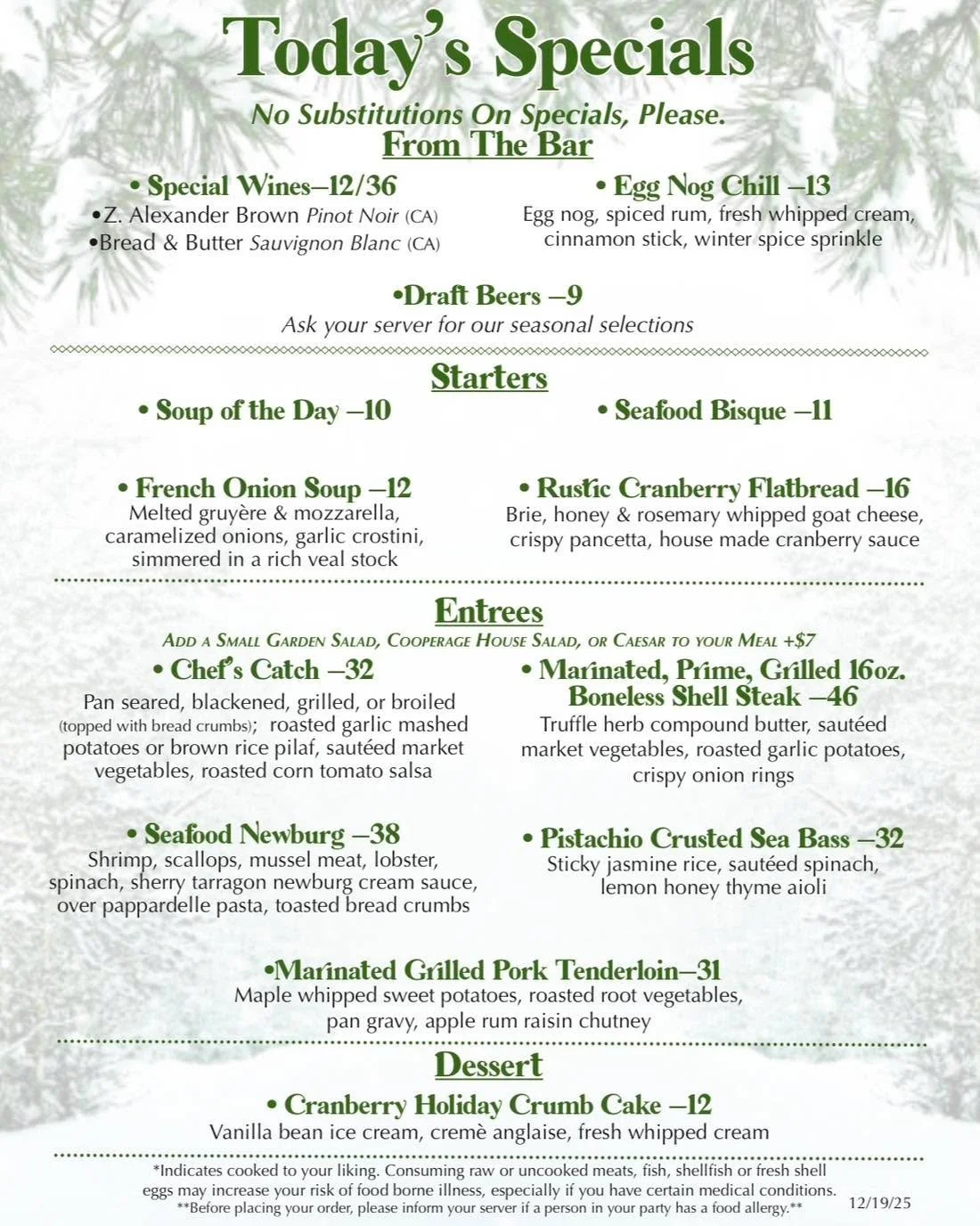 POV: you survived holiday shopping and now you deserve a cozy dinner 🤗 Join us this week at the Coop! Enjoy our featured specials leading up to the holiday in a warm, relaxed atmosphere!