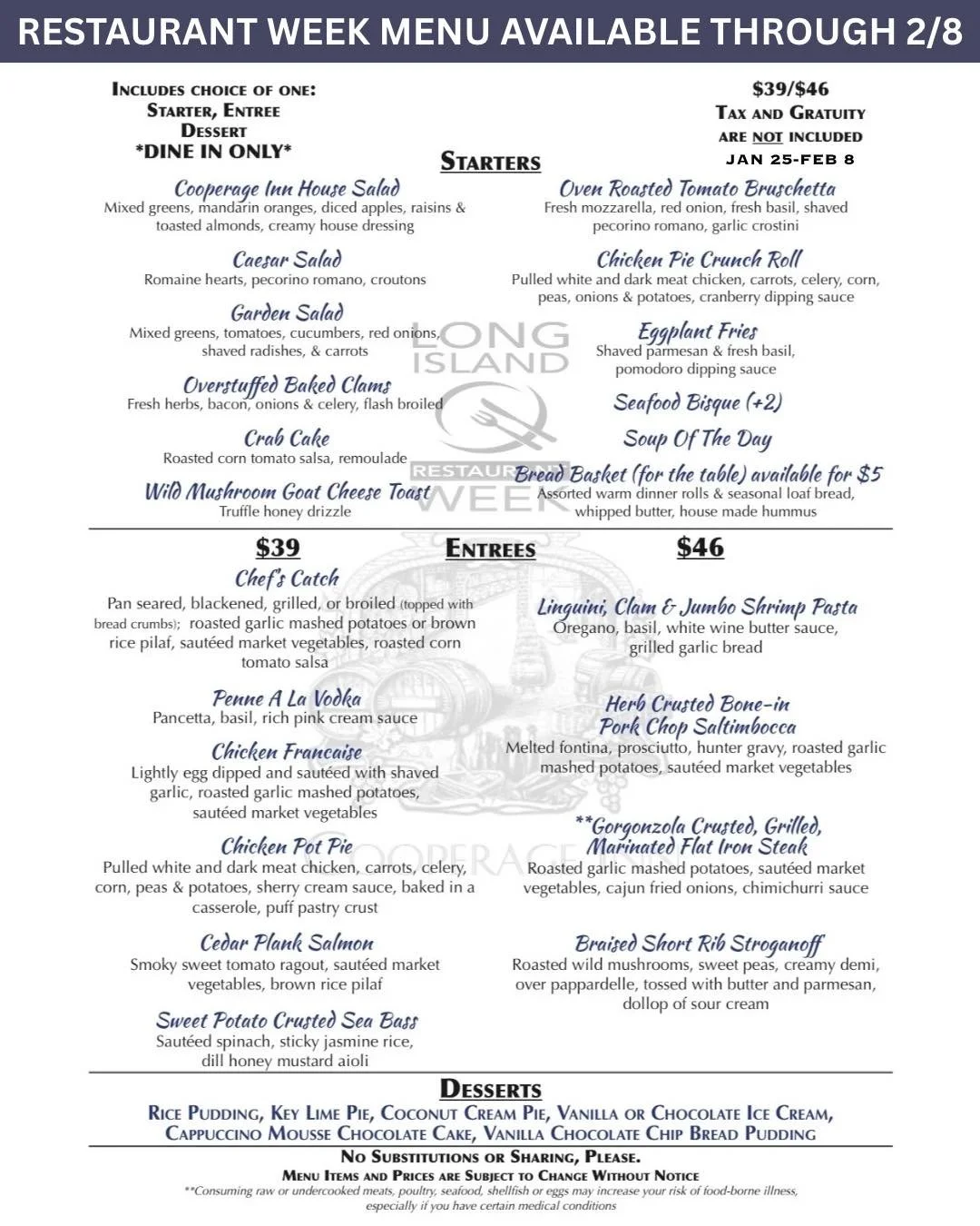 Missed Restaurant Week? Not anymore 👀
We&rsquo;re extending through Feb 8th &mdash; don&rsquo;t miss these must-try dishes 🍽️✨ Reservations are highly encouraged!

#longisland #northfork #restaurantweek #longislandrestaurantweek
