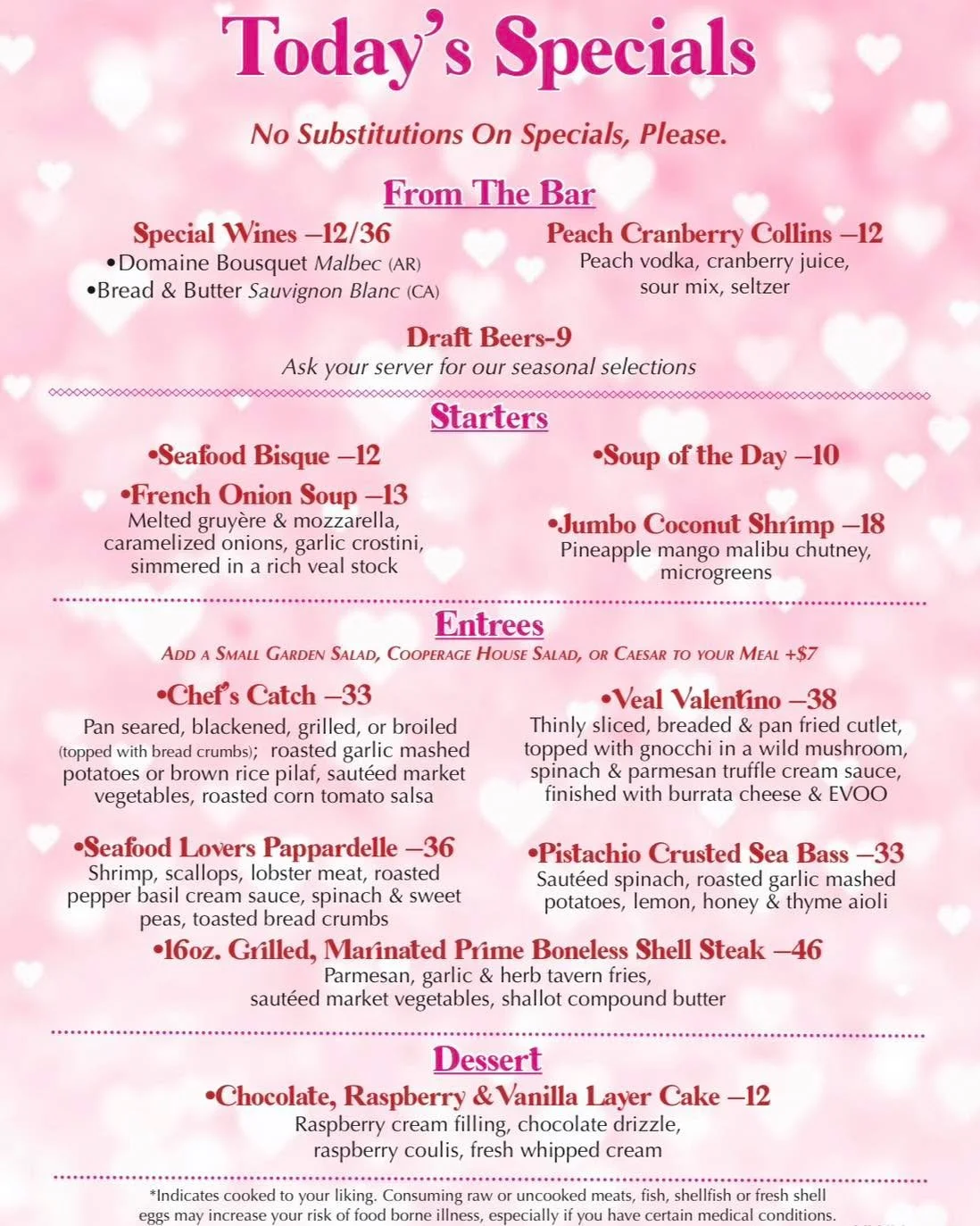 Loved it last week? We did too! Your favorite dishes are sticking around, paired with this week&rsquo;s new drinks!🍷✨