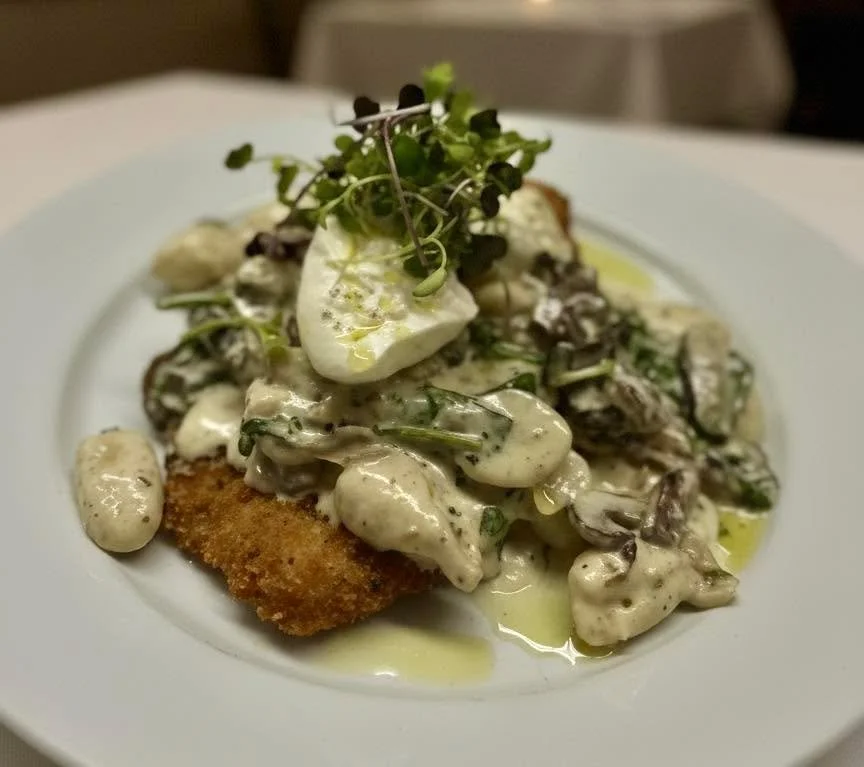 If you&rsquo;re ordering outside your usual this week, let it be the VEAL VALENTINO! 

Thinly sliced, breaded veal, pan-fried and layered with gnocchi in a wild mushroom truffle cream, topped with burrata and a drizzle of EVOO 👀🍽️