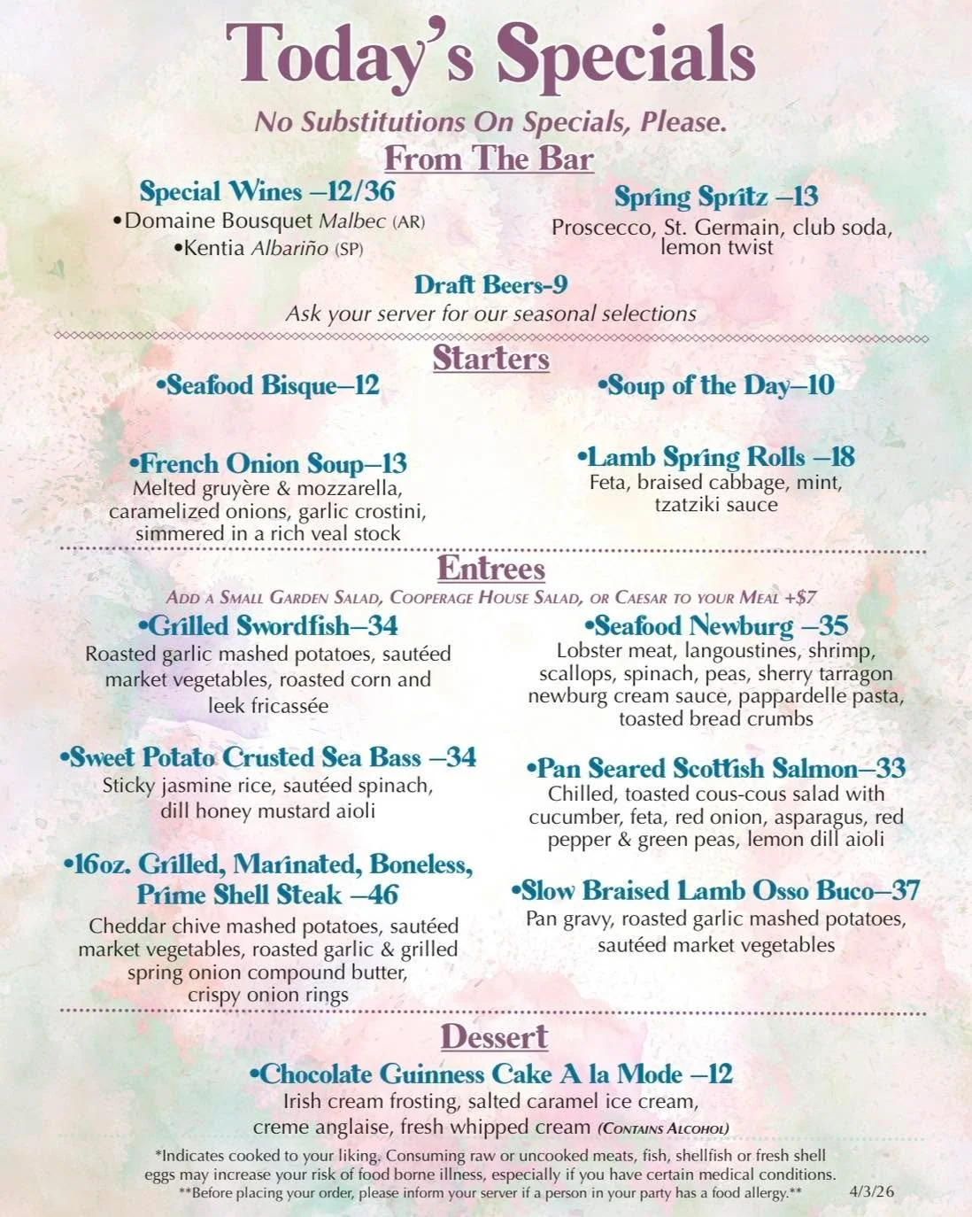 We&rsquo;ve got some new specials for today &amp; tomorrow 🔥🤍 They won&rsquo;t be here long, so stop in and try them while you can!