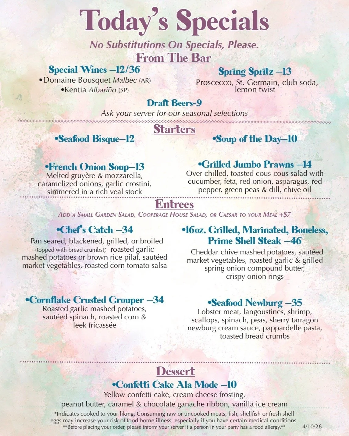 The second it hits 60&deg;&hellip; it&rsquo;s time to go out to eat ☀️ and THIS weekend is the time. Spring specials are here! Come try our Grilled Jumbo Prawns &amp; Cornflake Crusted Grouper!