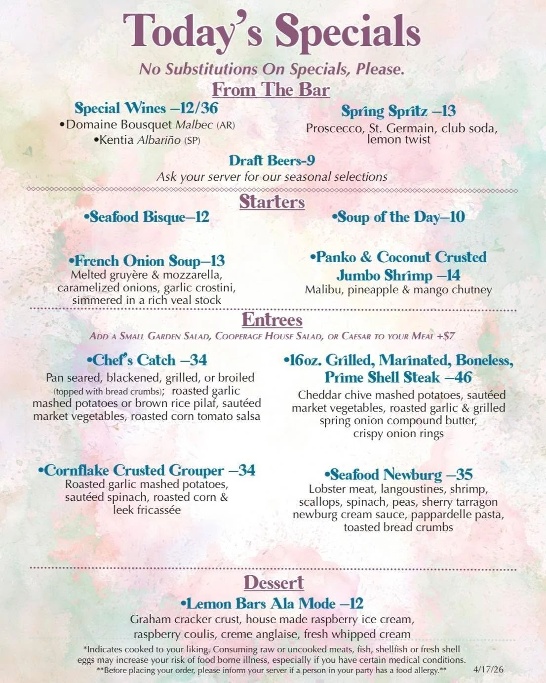 Warmer days are calling&hellip; and so are this weeks specials! ☀️

Panko &amp; Coconut Crusted Jumbo Shrimp with Malibu, pineapple &amp; mango chutney! Crispy, golden, and just the right touch of tropical.