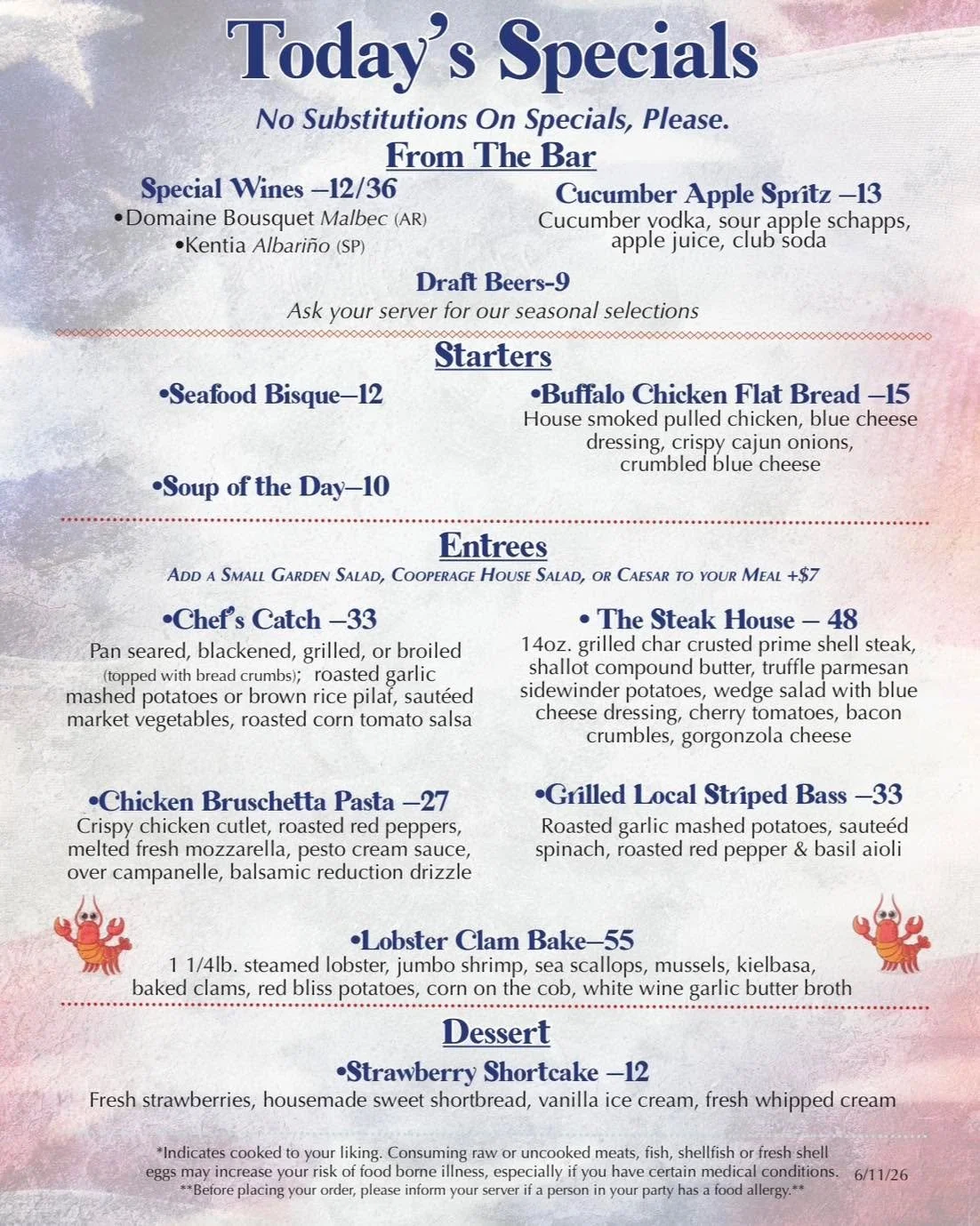 Our specials menu last week was so popular, we&rsquo;re extending just a little while longer! 

What&rsquo;s new?? BUFFALO CHICKEN FLATBREAD 🔥 You don&rsquo;t want to miss this! Available through 6/18!