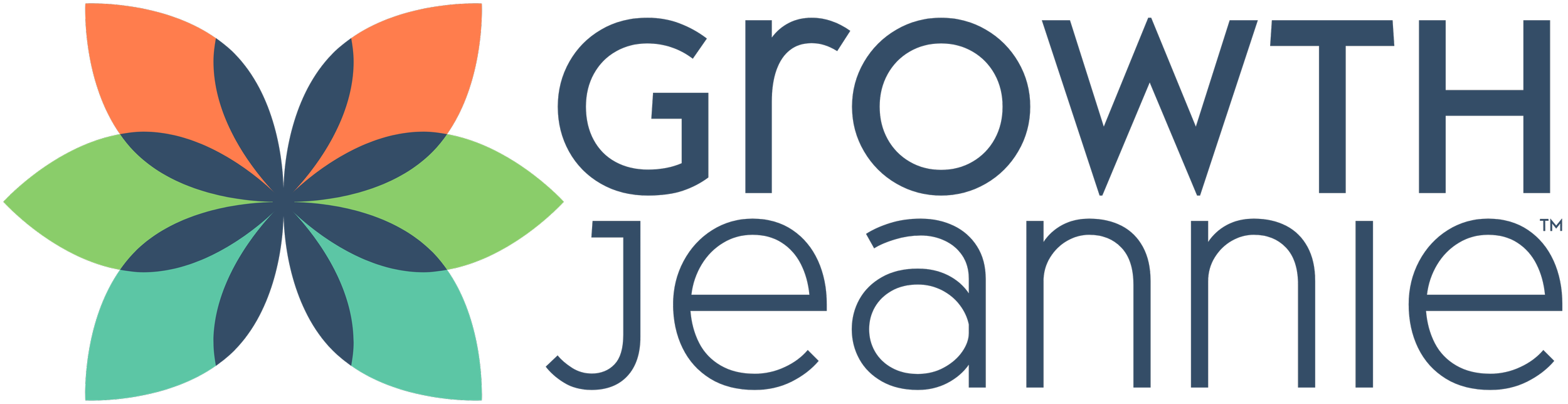 Growth Jeannie horizontal logo with four color butterfly icon on left and Growth Jeannie stacked on the right