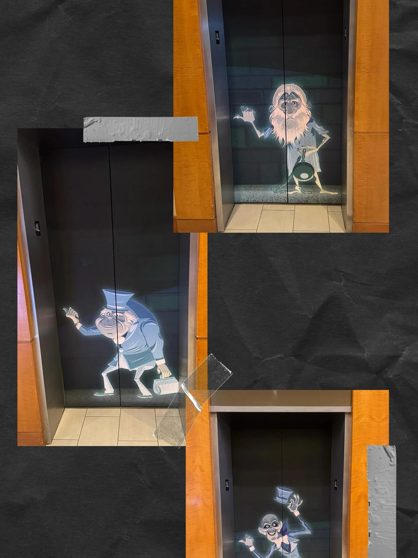 Gotta respect the elevator design at #disneylandhotel for Halloween time&mdash;so clever! 

@disneyland #disneyland #disneyparks #oogieboogie #halloween #hauntedmansion #grimgrinningghosts #hitchhikingghosts #disney #disneylife