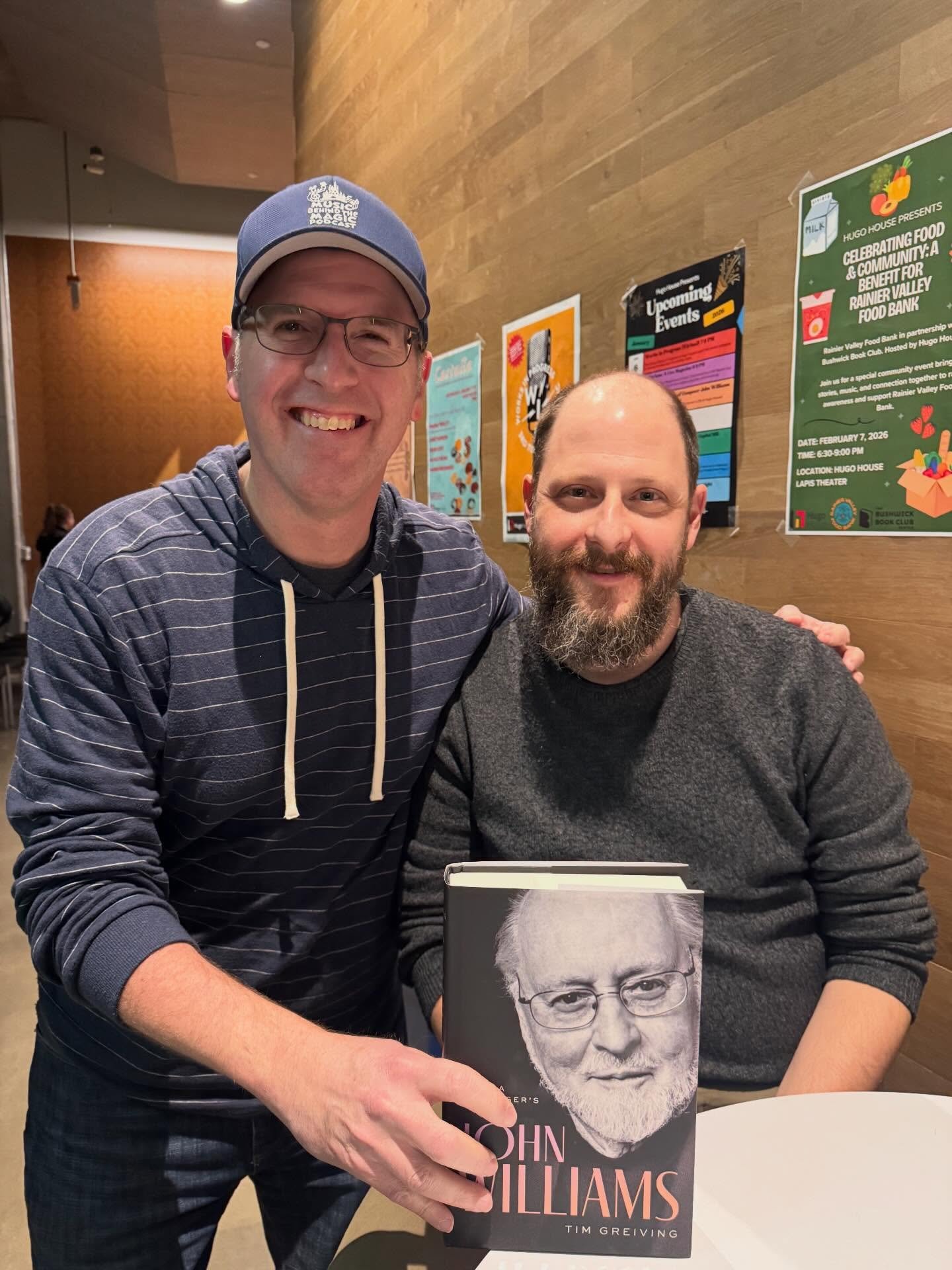 It was so great to meet our guest @tgreiving in person tonight in Seattle to hear him discuss his amazing John Williams biography. If you haven&rsquo;t read the book, you should get it immediately to learn about a true musical genius who also happens