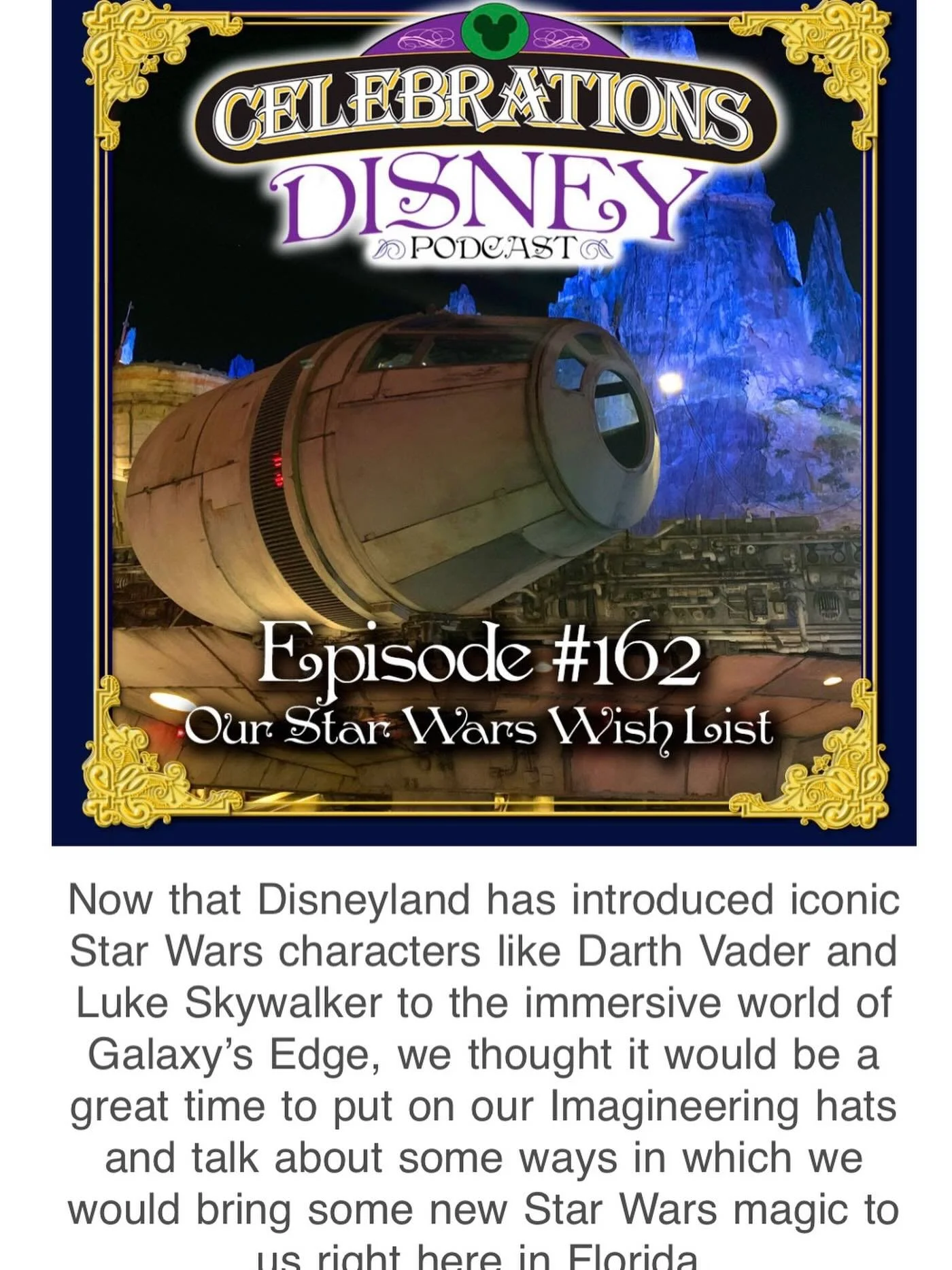 I had such a fun (and super nerdy) time on the @celebrationsmag podcast talking about @starwars in the parks. Thanks to Tim Foster for having me on, along with @shaunjexauthor @jamieheckerwriter and @guide4wdw. Please check it out!

@waltdisneyworld 