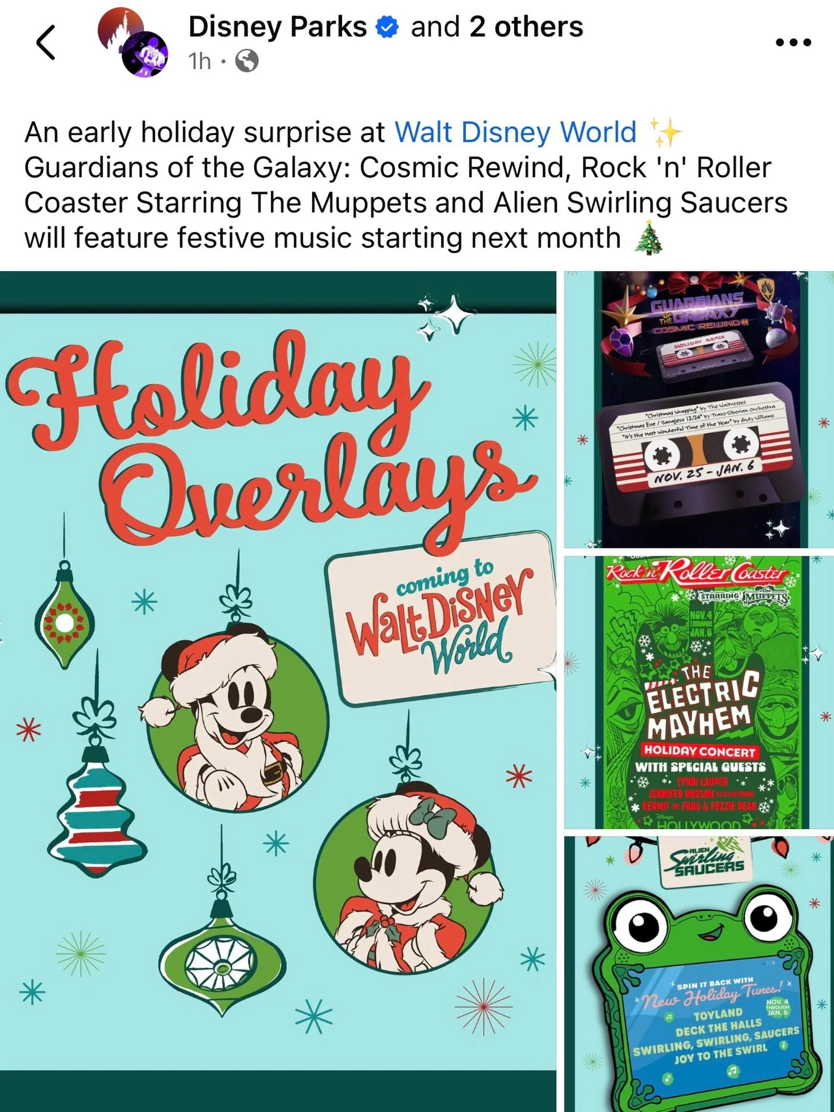 Just announced!!! All the musical overlays happening at @waltdisneyworld for the holidays! Personally, I can&rsquo;t wait to hear the @themuppets  versions! What do you think of the song selections? Any notable absences on your holiday music wish lis