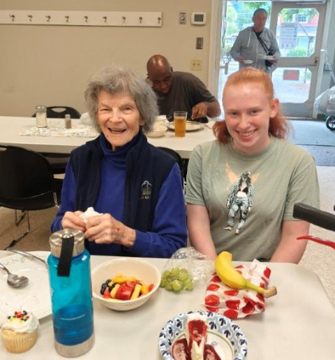 101 year old Bertie and 13 year old Edie sharing hospitality