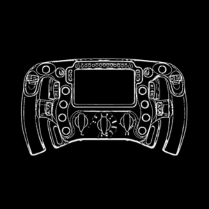 Geometric drawing of an outline square with sections divided by vertical, horizontal, and half circle lines.