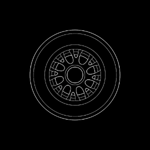 Geometric drawing of an outline square with sections divided by vertical, horizontal, and diagonal lines.