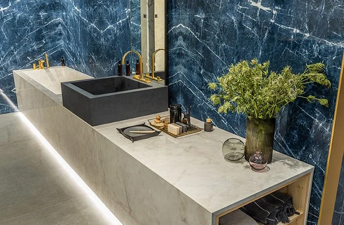 integrated sink made out porcelain slab infinity surfaces from UMI Stone Sarasota.