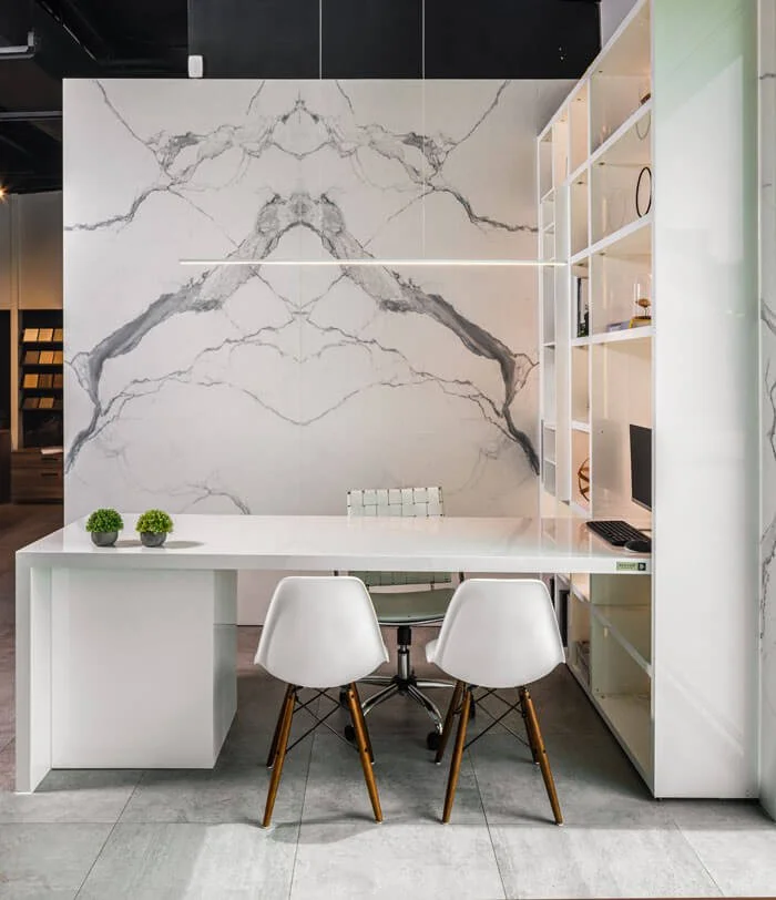Large format porcelain Installation accent wall Sarasota