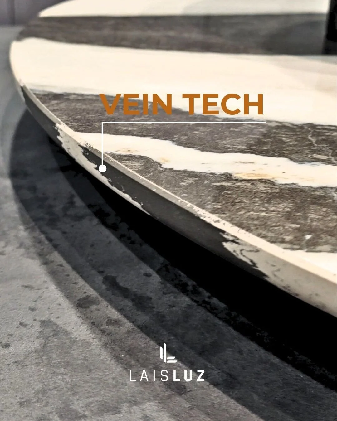 Polished full body porcelain bullnose edge profile showcasing deep mineral color integration.