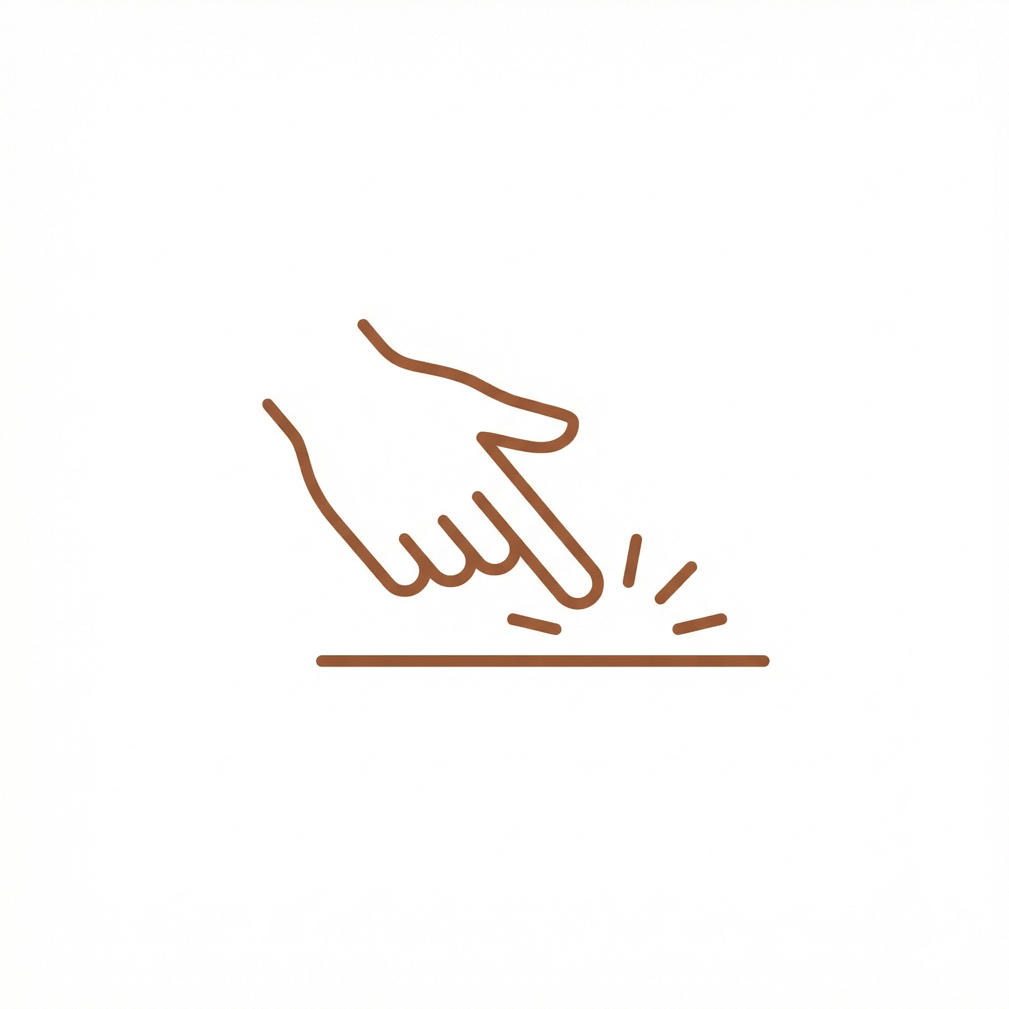 Line icon of a hand touching a surface, symbolizing invisible smart switches and hidden technology integration.